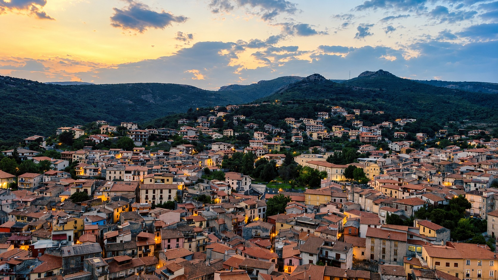Panorama di Santu Lussurgiu al tramonto